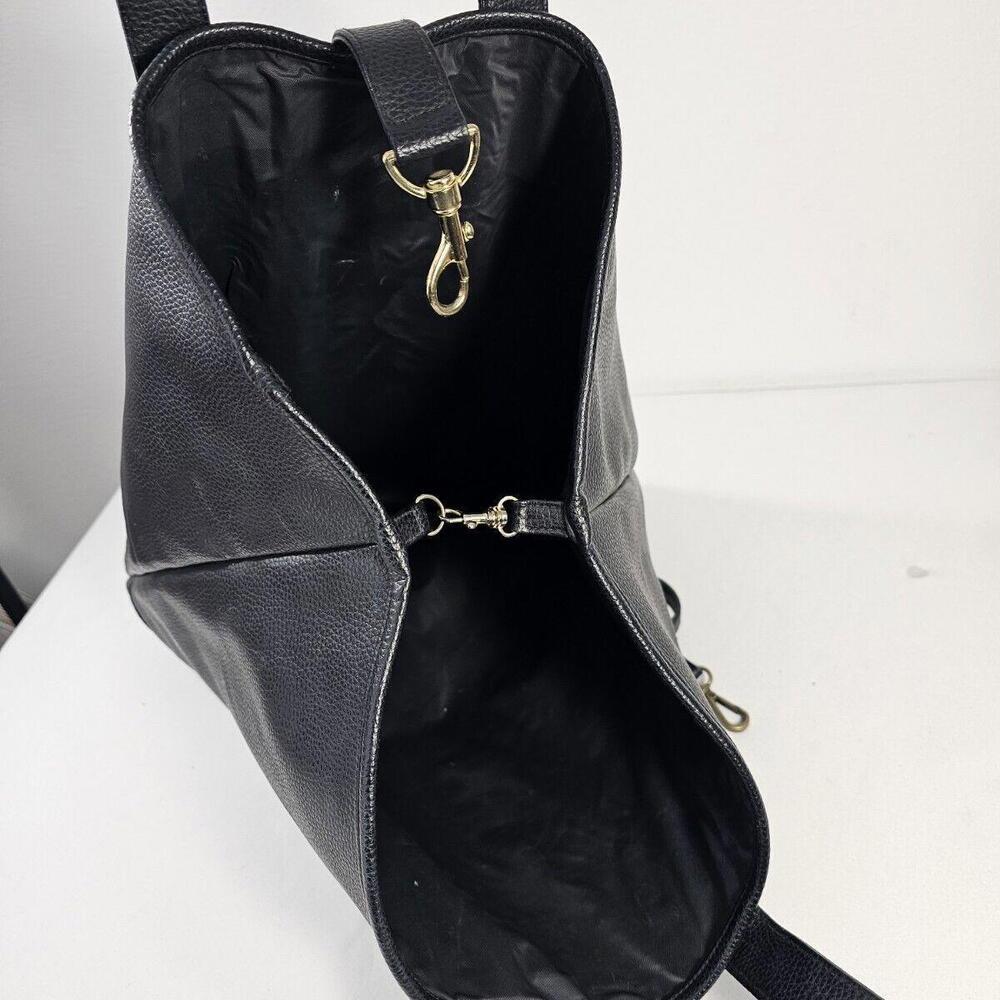 Germaine Monteil Paris Large Black Leather Tote Purse - Picture 9 of 13